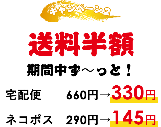 ②送料半額 期間中ず〜っと!