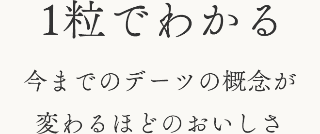 1粒でわかる　今までのデーツの概念が変わるほどのおいしさ