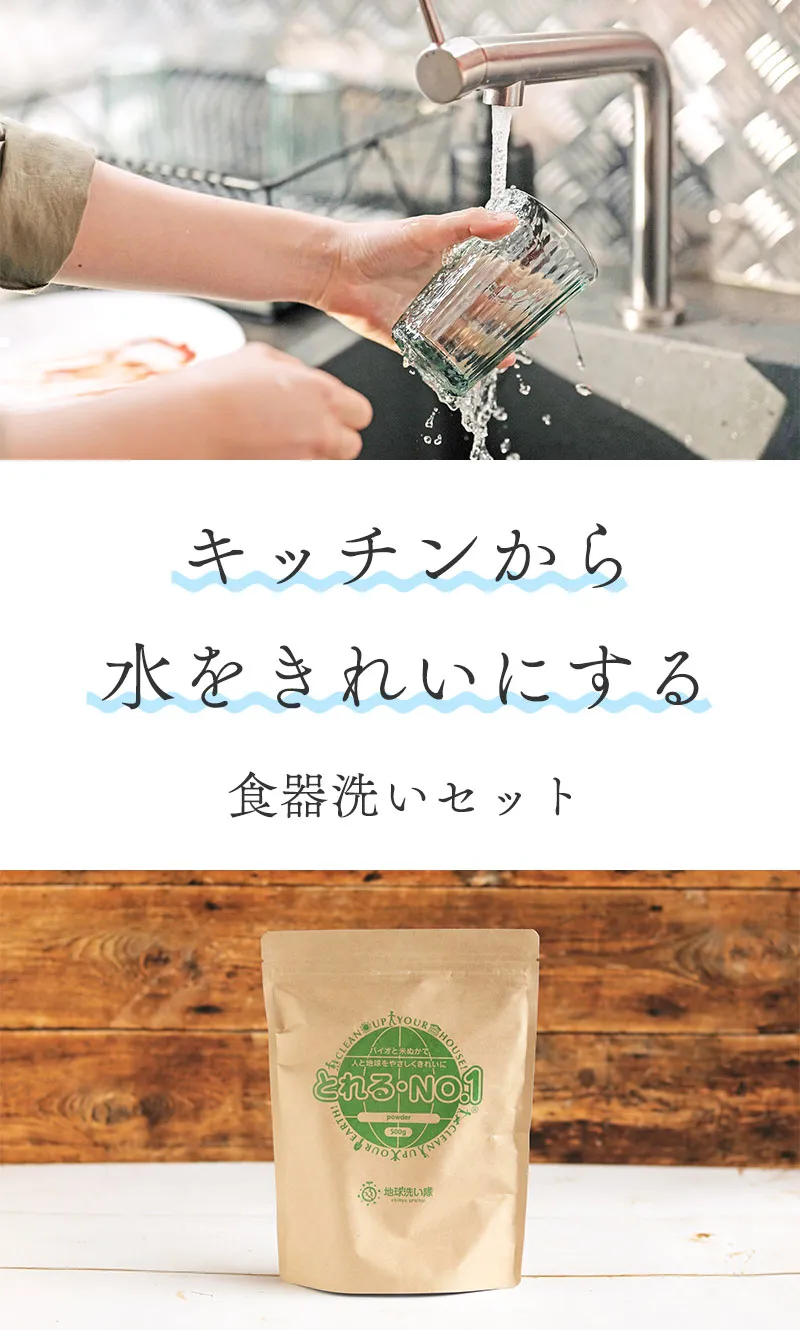 キッチンから水をきれいにする食器洗いセット