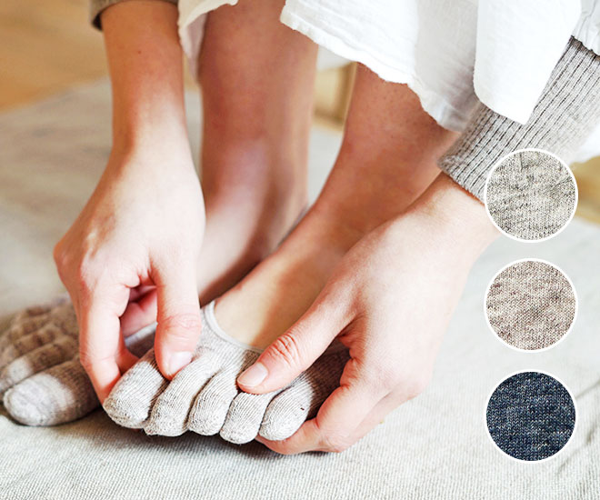 リネンの5本指フットカバー
